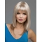Ideal Blonde Straight With Bangs Shoulder Length Lace Front Synthetic Women Wigs