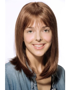 Wonderful  Brown Shoulder Length Straight With Bangs Lace Front High Quality Synthetic Women Wigs Wonderful  Brown Shoulder Length Straight With Bangs Lace Front High Quality Synthetic Women Wigs