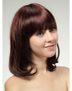Fashionable Auburn Straight Shoulder Length With Bangs Capless Human Hair Women Wigs Fashionable Auburn Straight Shoulder Length With Bangs Capless Human Hair Women Wigs