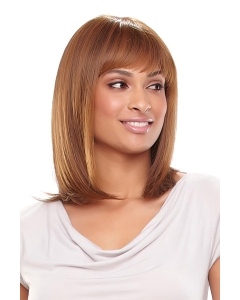 Refined Blonde  Shoulder Length Straight With Bangs Monofilament Synthetic African American Wigs For Cancer Refined Blonde  Shoulder Length Straight With Bangs Monofilament Synthetic African American Wigs For Cancer