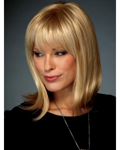 Fabulous Blonde Straight Shoulder Length With Bangs Lace Front Synthetic Women Wigs Fabulous Blonde Straight Shoulder Length With Bangs Lace Front Synthetic Women Wigs