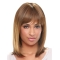 Exquisite Auburn Straight Shoulder Length With Bangs Capless Synthetic African American Wigs