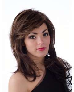 Great  Brown Straight With Bangs Monofilament Synthetic Women Wigs Great  Brown Straight With Bangs Monofilament Synthetic Women Wigs