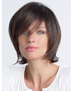 Brown Shoulder Length Straight With Bangs Lace Front Fantastic Human Hair Women Wigs Brown Shoulder Length Straight With Bangs Lace Front Fantastic Human Hair Women Wigs