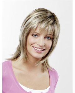 Straight With Bangs Ombre/2 tone Medium Length Capless Synthetic Women Wig  Straight With Bangs Ombre/2 tone Medium Length Capless Synthetic Women Wig