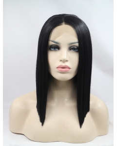 Black Straight Shoulder Length Without Bangs Lace Front Synthetic Women Wigs Black Straight Shoulder Length Without Bangs Lace Front Synthetic Women Wigs