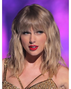 Platinum Blonde Shoulder Length  Straight With Bangs Lace Synthetic Women Taylor Swift Wigs  Platinum Blonde Shoulder Length  Straight With Bangs Lace Synthetic Women Taylor Swift Wigs