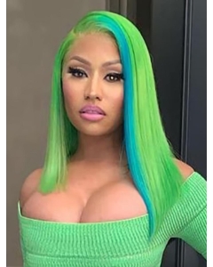 Straight Without Bangs Shoulder Length Lace Front Synthetic Green Minaj Wigs  Straight Without Bangs Shoulder Length Lace Front Synthetic Green Minaj Wigs