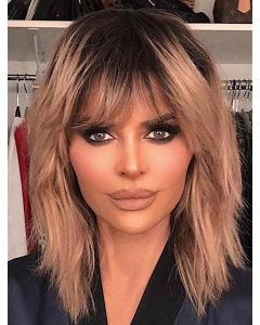 Shoulder Length Straight With Bangs Lace Front Synthetic Lisa Rinna Wigs  Shoulder Length Straight With Bangs Lace Front Synthetic Lisa Rinna Wigs