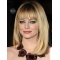 Full Lace Shoulder Length Blonde Straight With Bangs Synthetic Emma Stone Wigs