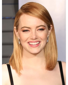 Blonde Lace Front Shoulder Length Straight Without Bangs Synthetic Emma Stone Wigs  Blonde Lace Front Shoulder Length Straight Without Bangs Synthetic Emma Stone Wigs