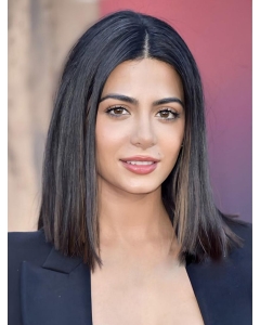 Black Straight Shoulder Length  Without Bangs Lace Front Synthetic Women Emeraude Toubia Wigs  Black Straight Shoulder Length  Without Bangs Lace Front Synthetic Women Emeraude Toubia Wigs