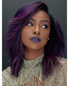 Purple Shoulder Length Straight Lace Front Layered Synthetic Women Justine Skye Wigs Purple Shoulder Length Straight Lace Front Layered Synthetic Women Justine Skye Wigs