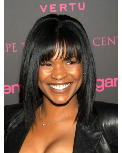 Black Straight Shoulder Length With Bangs Capless Synthetic Nia Long Wigs Black Straight Shoulder Length With Bangs Capless Synthetic Nia Long Wigs