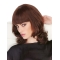  Auburn 14" Wavy Shoulder Length With Bangs Monofilament Human Hair Wigs For Women
