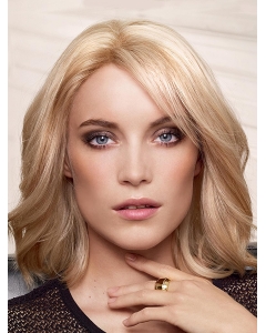 Blonde Wavy Layered Medium Length Capless Human Hair Wigs For Women Blonde Wavy Layered Medium Length Capless Human Hair Wigs For Women