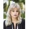 Platinum Blonde Wavy With Bangs Medium Length Capless Synthetic Women Wigs