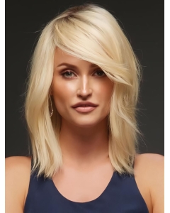 Blonde Wavy Shoulder Length Monofilament Layered Human Hair Women Wigs Blonde Wavy Shoulder Length Monofilament Layered Human Hair Women Wigs