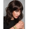 Medium Brown Wavy With Bangs Capless Synthetic Wigs For Women