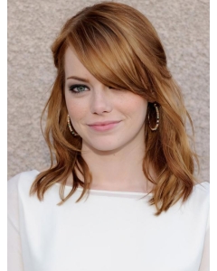 Shoulder Length Wavy Hand Tied Copper Human Hair Wigs For Lady Shoulder Length Wavy Hand Tied Copper Human Hair Wigs For Lady