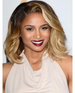 Natural Polished Medium Wavy Lace 100% Real Human Hair Women Ciara Ombre  Wig   Natural Polished Medium Wavy Lace 100% Real Human Hair Women Ciara Ombre  Wig