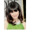 Affordable Wavy Shoulder Length With Bangs Lace Front Human Hair Celebrity Women Wigs
