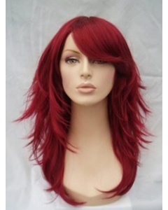 Amazing Red Wavy Shoulder Length Capless Human Hair Women Wigs Amazing Red Wavy Shoulder Length Capless Human Hair Women Wigs