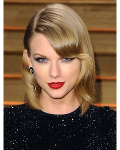 Beautiful Blonde Shoulder Length Wavy  With Bangs Taylor Swift Inspired Synthetic  Women Wigs Beautiful Blonde Shoulder Length Wavy  With Bangs Taylor Swift Inspired Synthetic  Women Wigs
