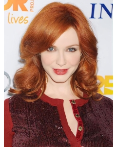 Fashion New Shoulder Length Wavy Hand Tied Copper Human Hair Women Wigs  Fashion New Shoulder Length Wavy Hand Tied Copper Human Hair Women Wigs