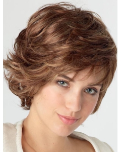 Perfect Auburn Lace Front Shoulder Length Wavy With Bangs Synthetic Women Wigs Perfect Auburn Lace Front Shoulder Length Wavy With Bangs Synthetic Women Wigs